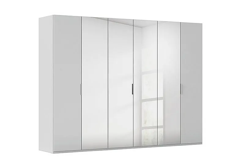Formes 6 Door Bifold Glass Wardrobe with 4 Mirror Doors - Silk Grey/Silk Grey Front