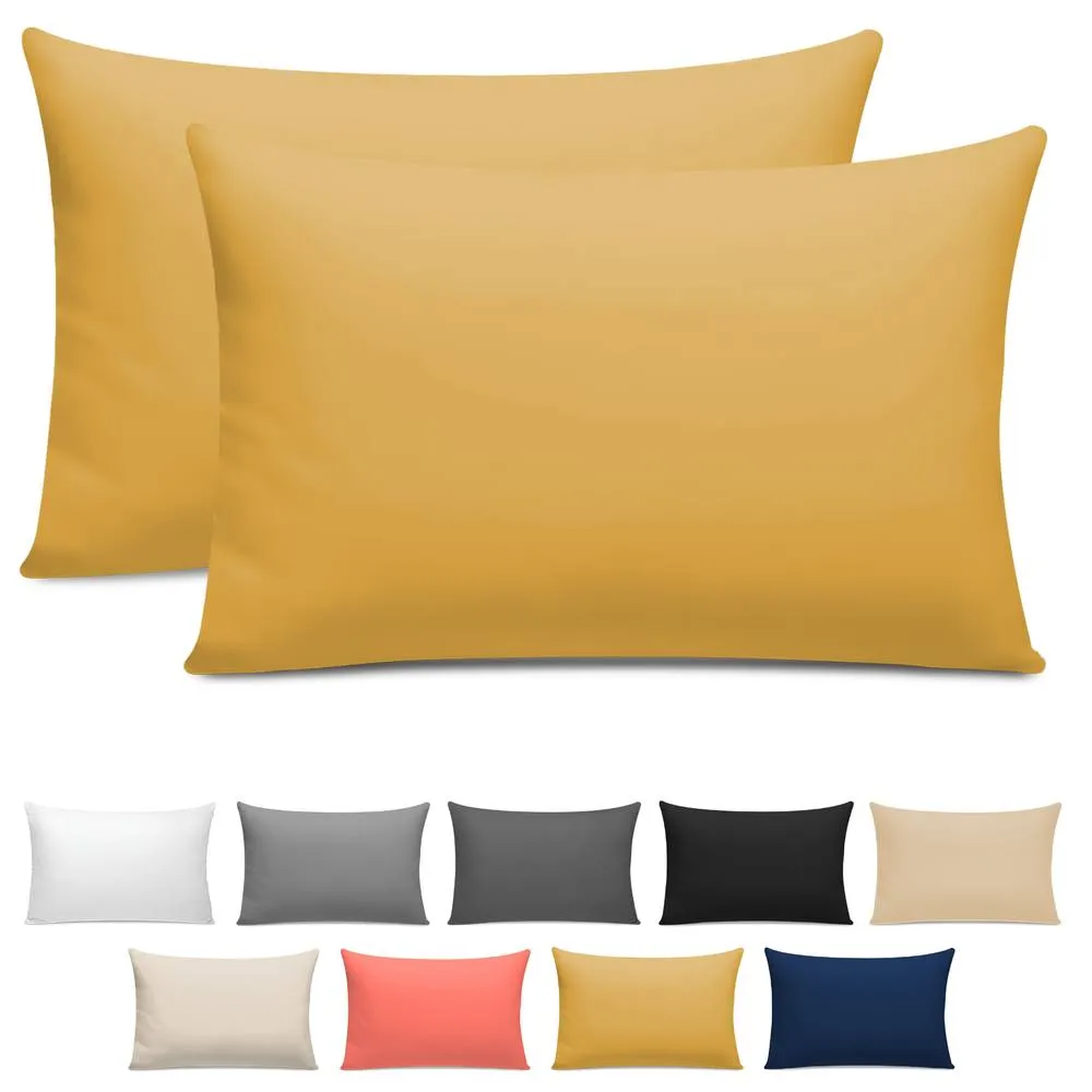 Grace 100% Egyptian Cotton Pack of 2 Pillowcases with Envelope Closure in Yellow