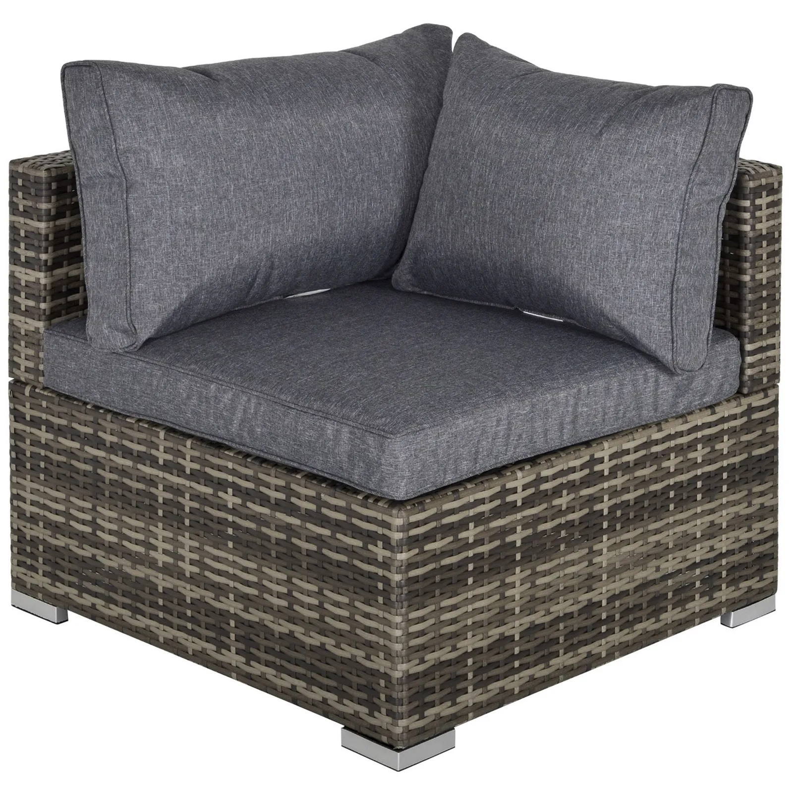 OUTSUNNY Outdoor Garden Furniture Rattan Single Middle Sofa w/ Cushions in Dark Grey 2