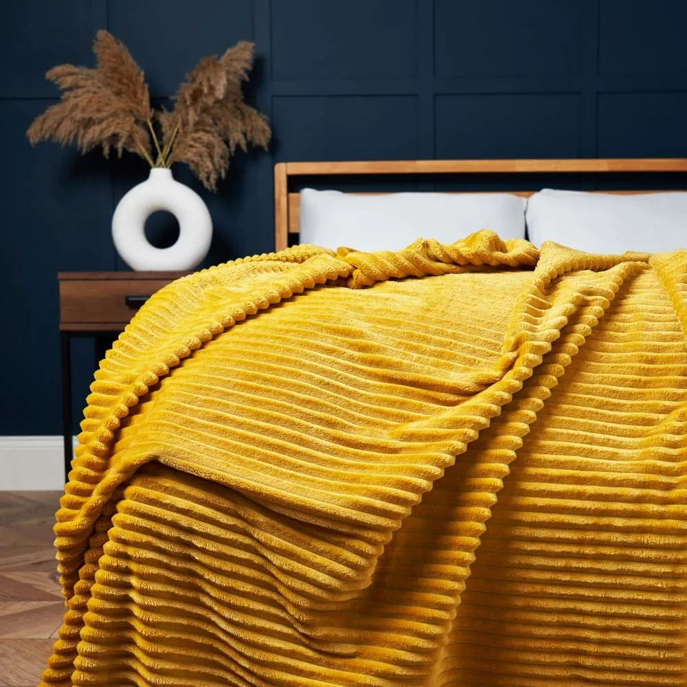 Luxury Ribbon Velvet Throw, Ochre 1