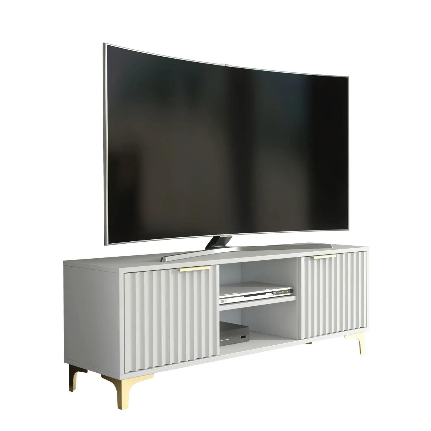 Creative Furniture Tide Crest TV Unit Gold 120cm - Modern Fluted Design in Grey or White 6
