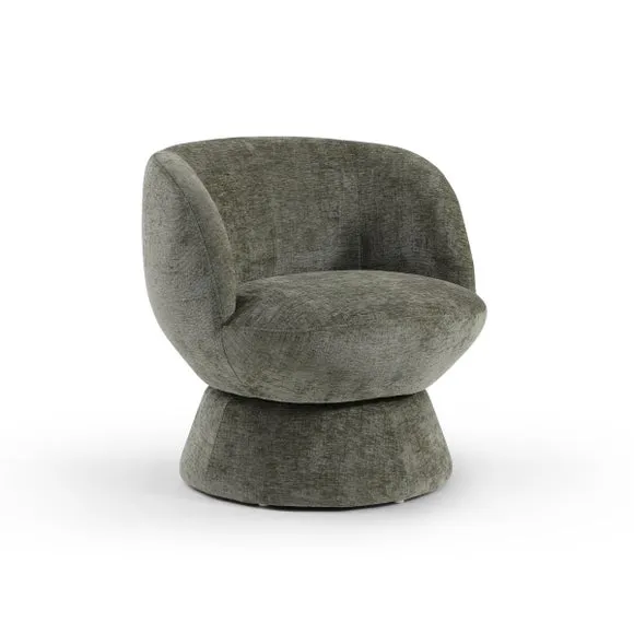 Tulip Chenille Curved Swivel Accent Chair 5