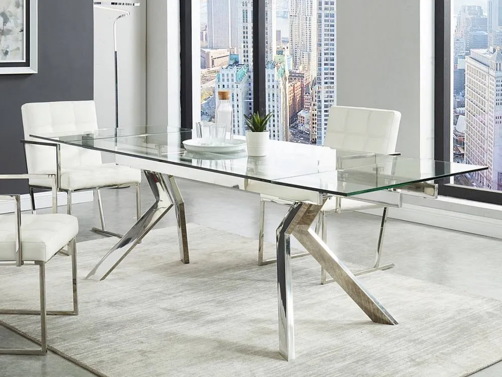 Vente-unique Extendable Dining Table - Tempered Glass & Metal - 6 To 8 Seats in Clear 5