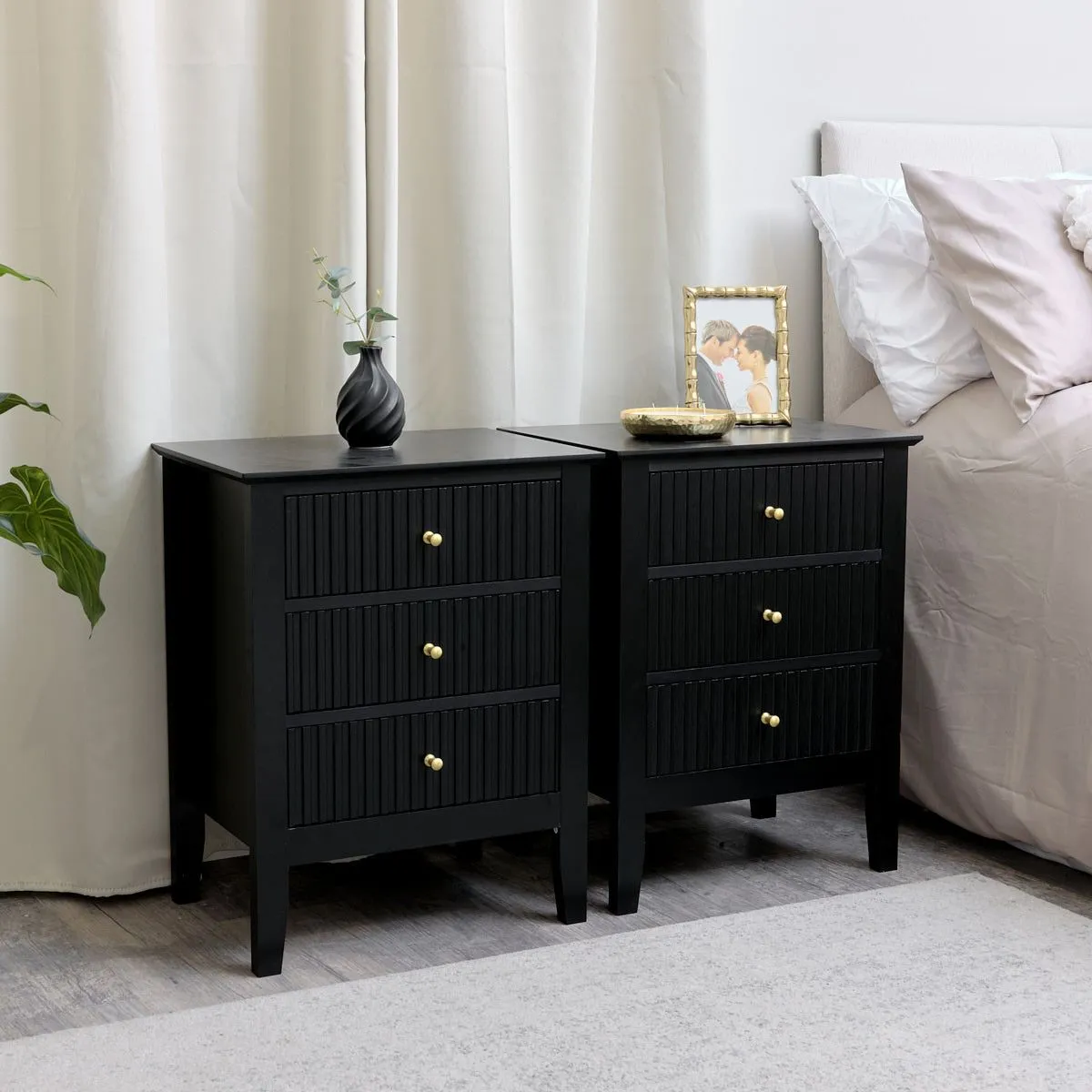 Melody Maison Large Chest Of Drawers & Pair Of Bedside Tables - Hales Black Range 6