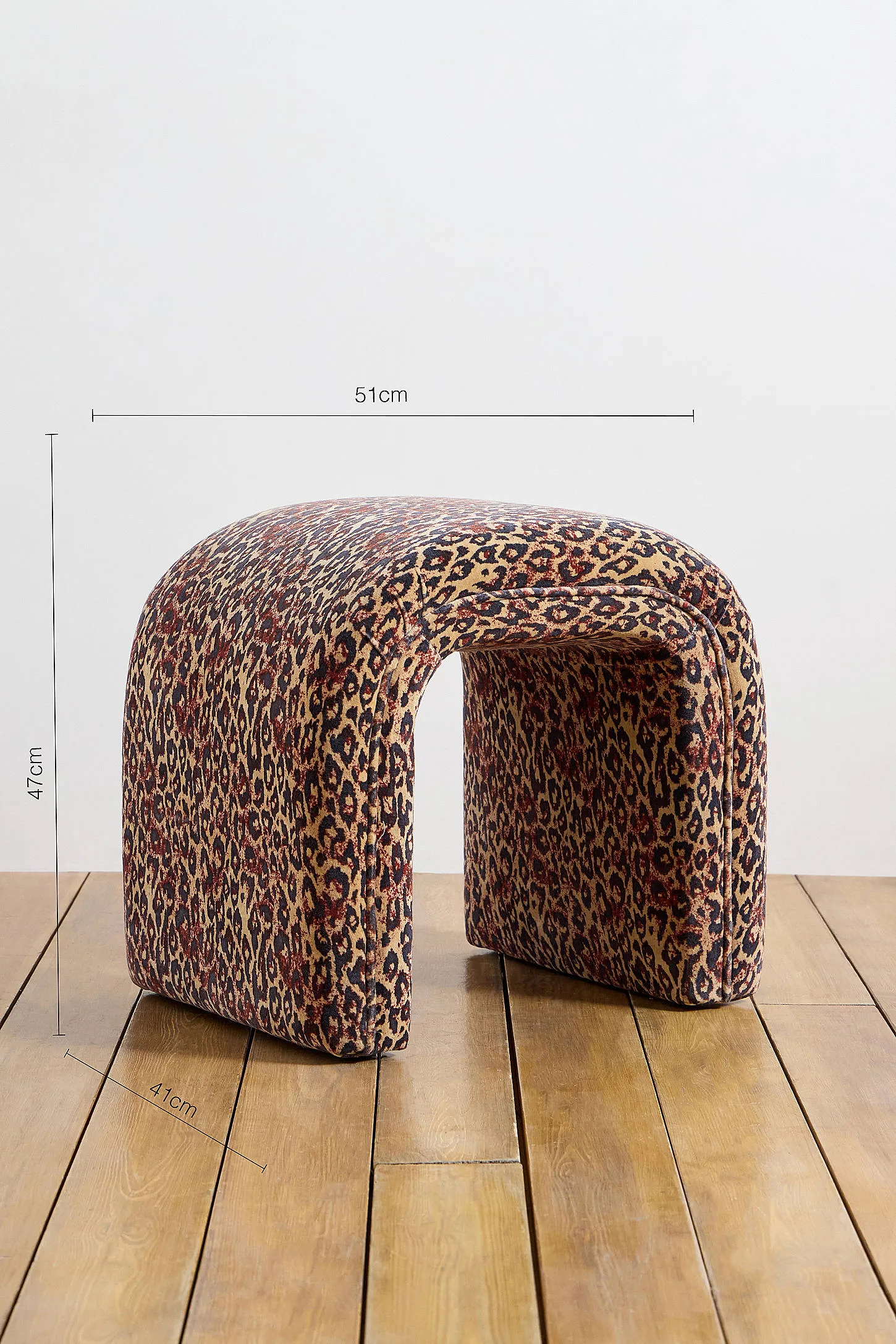 Jane Leopard Velvet Stool - Black ALL 4