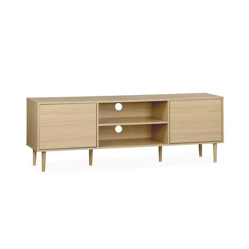 sweeek 160cm TV unit wooden effect 2 doors in Beige 2
