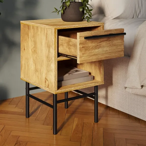 Bryant Compact Bedside Table, Mango Wood Effect 2