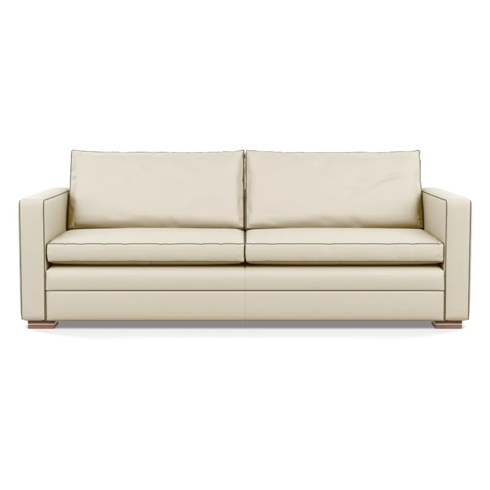 Heal's Palermo 4 Seater Sofa Leather Grain Storm 006 Brass and Walnut Feet 1