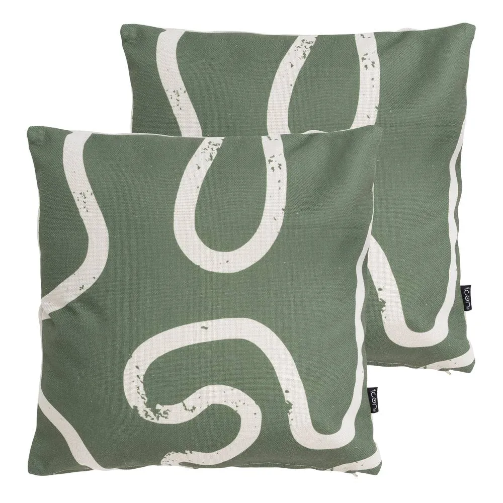 icon Kyoto Fabric Scatter Cushion 4x Green Stripe 43x43cm