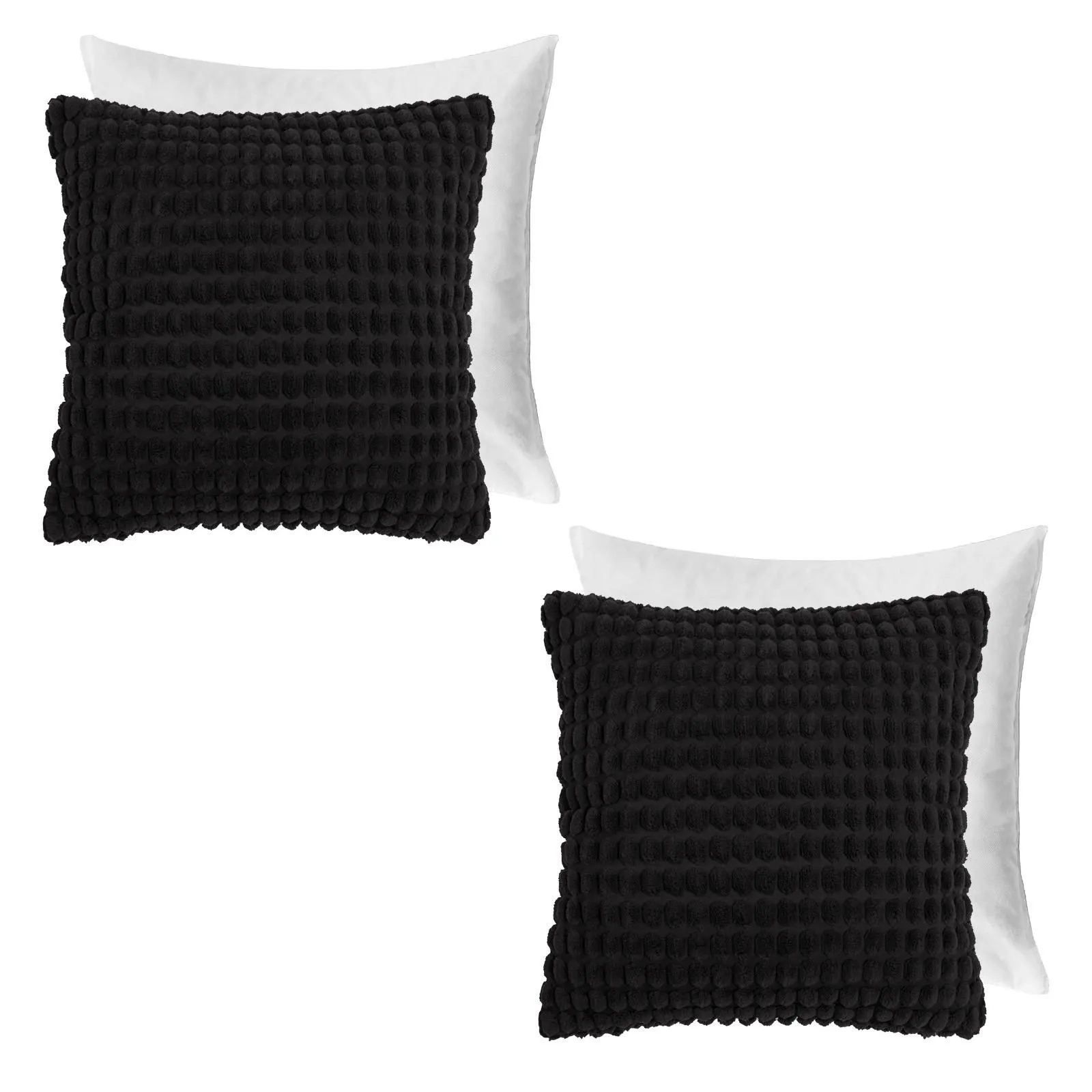 OHS 2 Pack Bobble Filled Cushion Covers Home Decor Set in Black