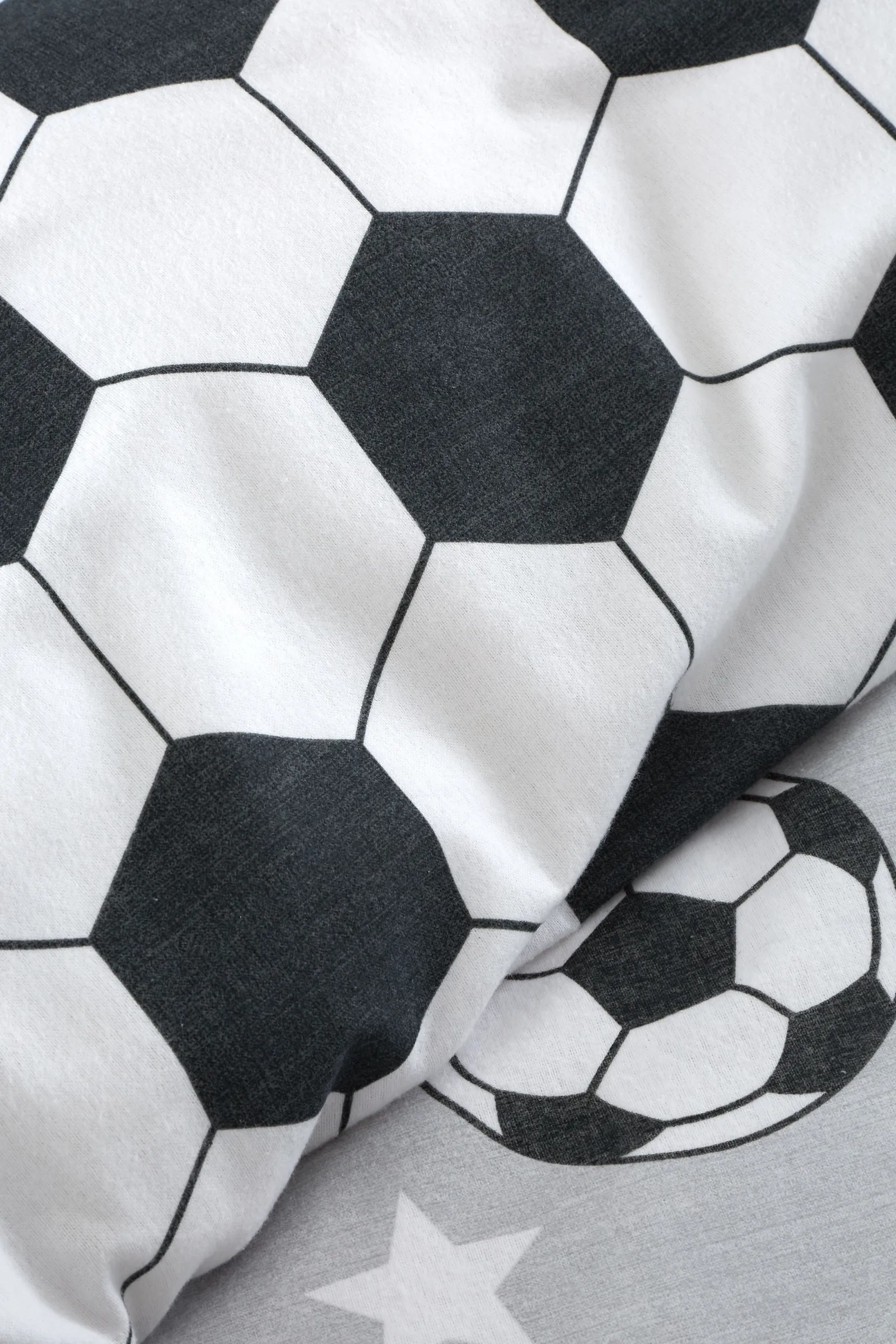 Catherine Lansfield 'Brushed Cotton Football Stars' Reversible Duvet Cover Set in Grey 4