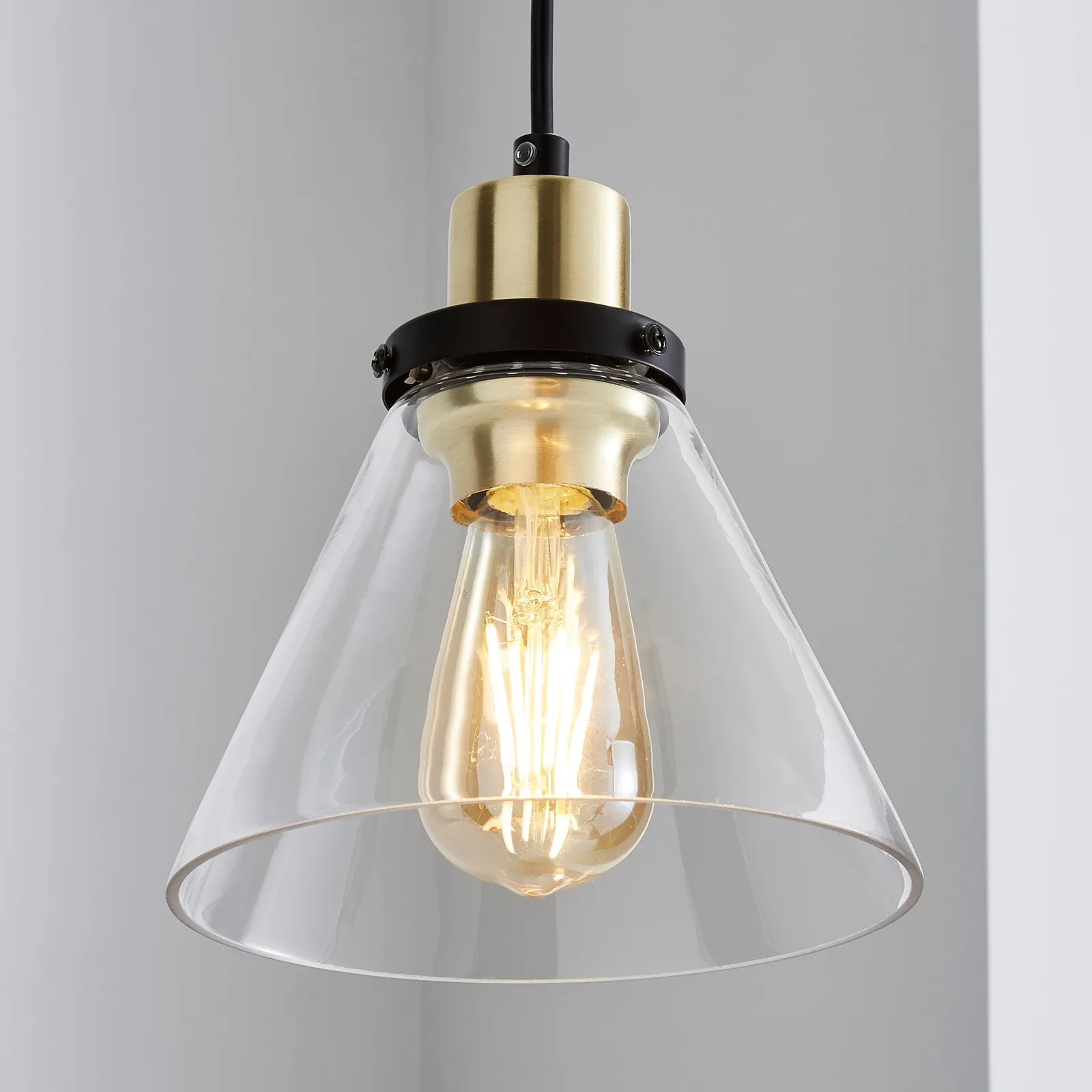 Warren Glass Pendant Ceiling Fitting Black