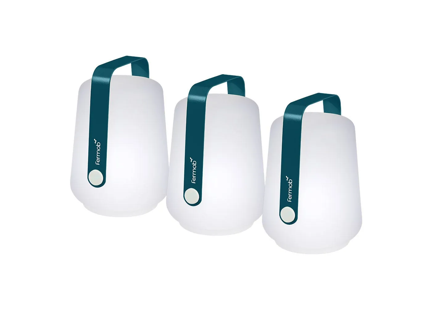 Fermob Balad LED Outdoor Set of 3 Table Lamps Acapulco Blue Small