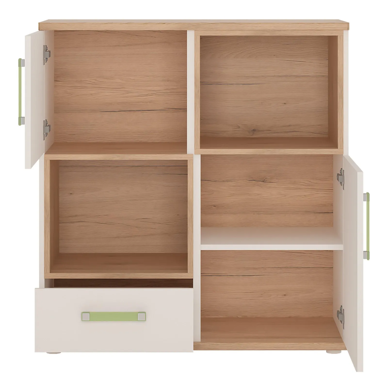 Furniture To Go 4KIDS 2 Door 1 Drawer Cupboard with 2 Open Shelves in White 2