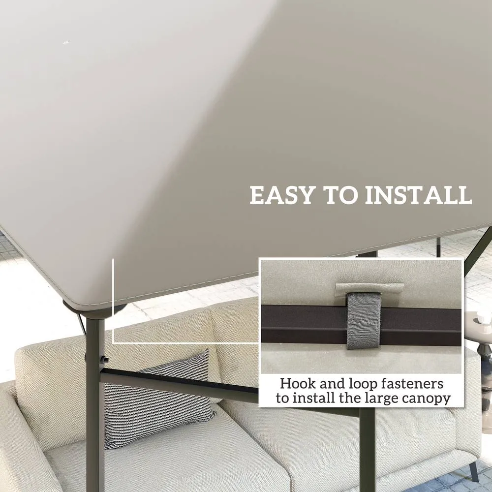 OUTSUNNY 3x3 m Gazebo Canopy Replacement Cover with Drain Holes, Light Grey 6