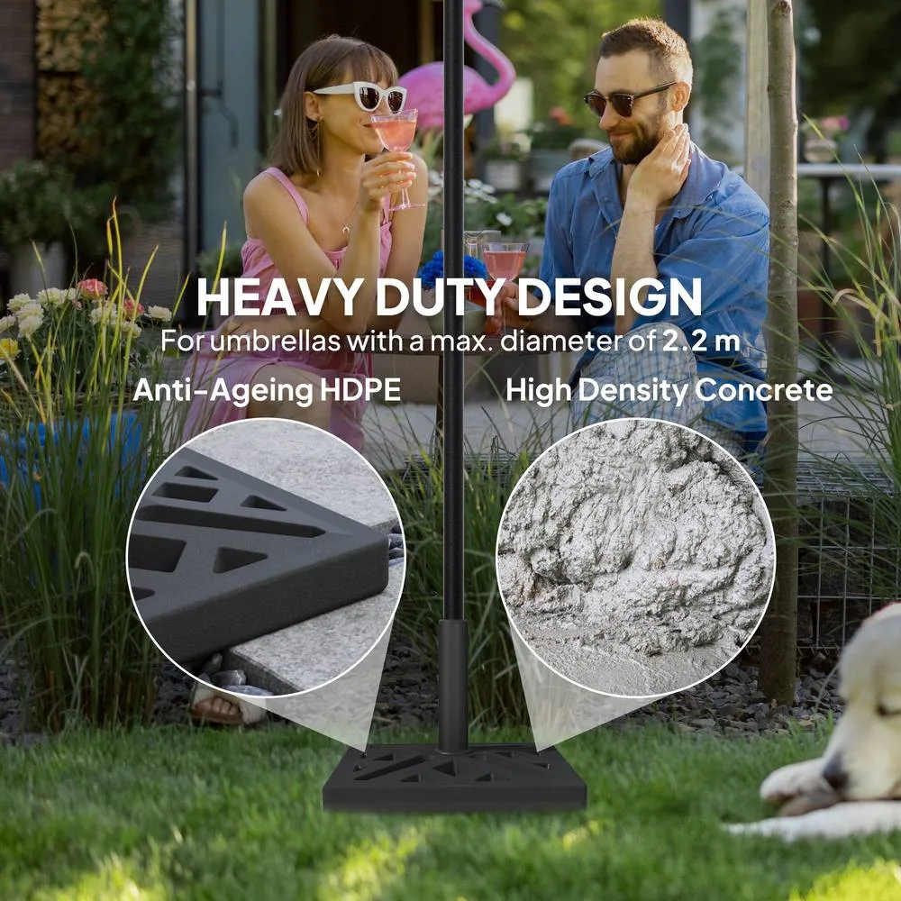 OUTSUNNY Parasol Base 15kg Garden Umbrella Stand with Cut-Out Design, Black 5