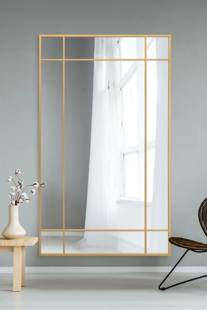MirrorOutlet Gold Contemporary Wall & Leaner Mirror 79" X 47" (200 x 120CM)