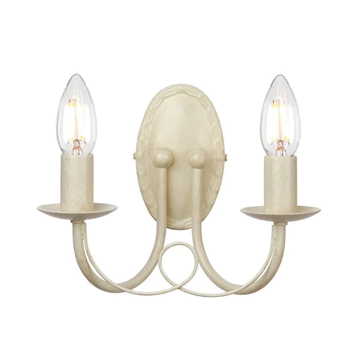 Netlighting Minster 2 Light Indoor Candle Wall Light Gold Ivory E14 in White