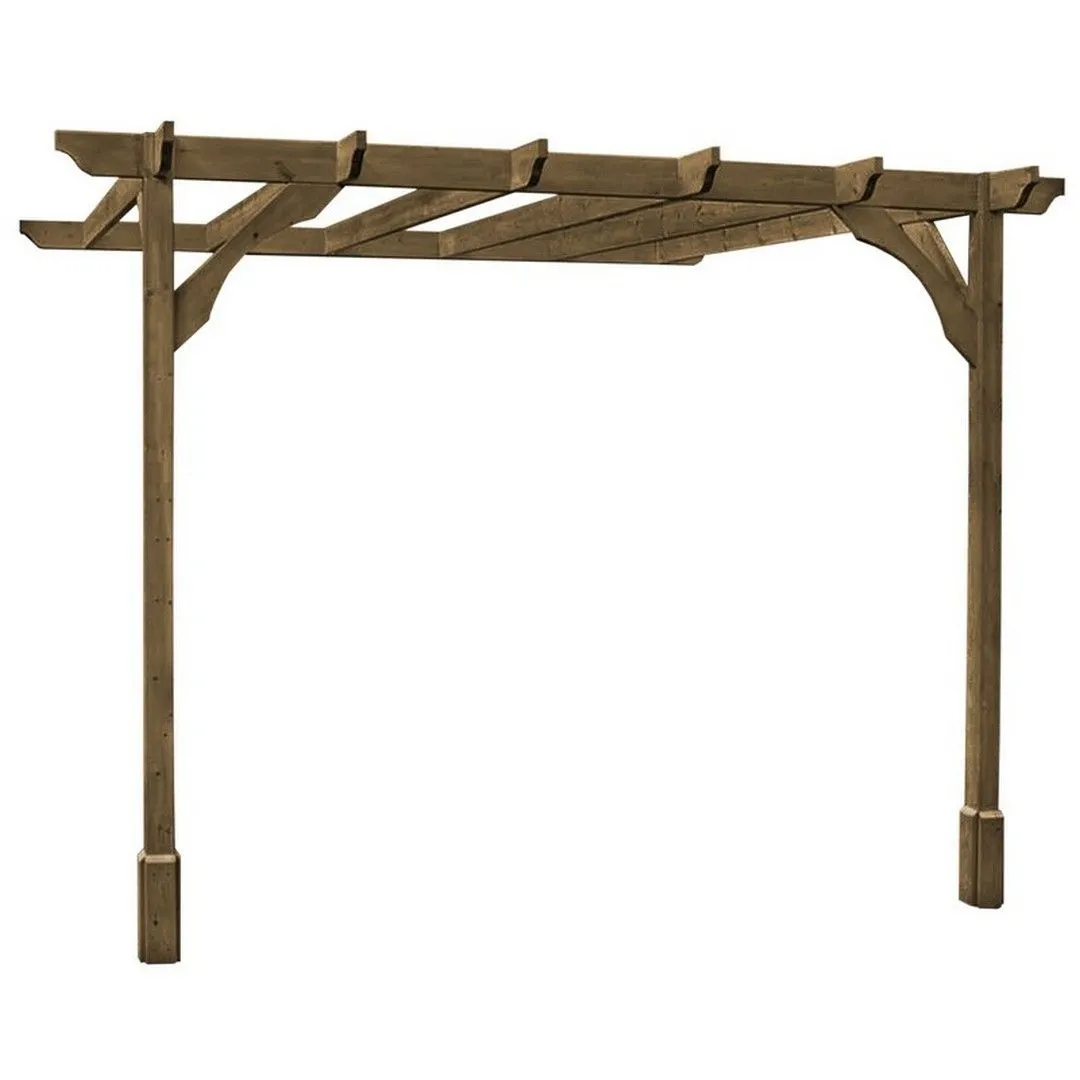 Rutland County Garden Furniture Ltd Wall Mounted Premium Pergola, Wood, L300 x W360 x H270 cm, Light Green in Brown