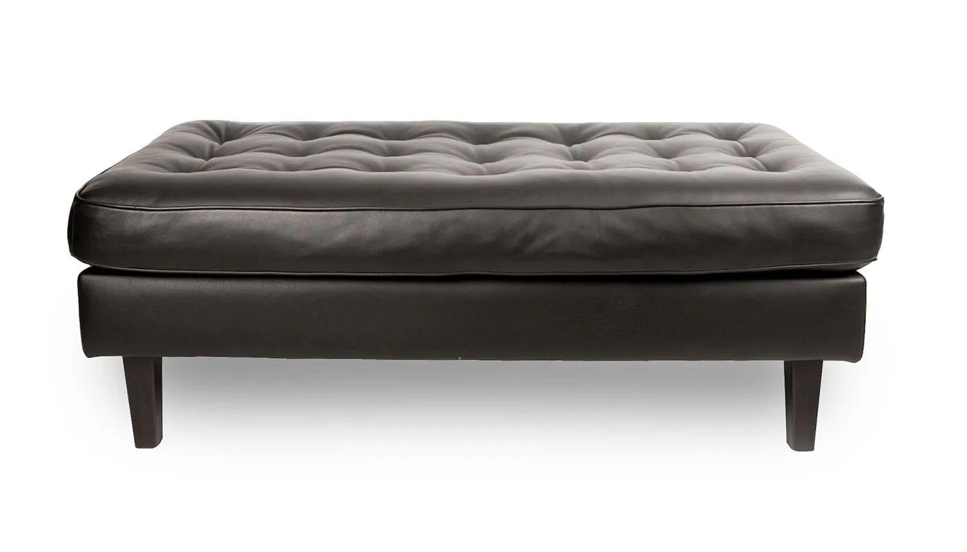 Heal's Hepburn Ottoman Leather Grain Chocolate 066 Natural Feet