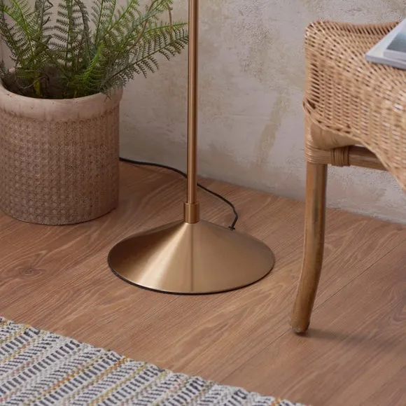 Endon Collection Wriggle Floor Lamp With Tapered Shade Brushed Aged Brass Plate Natural Raffia 1X E27, Gold 5