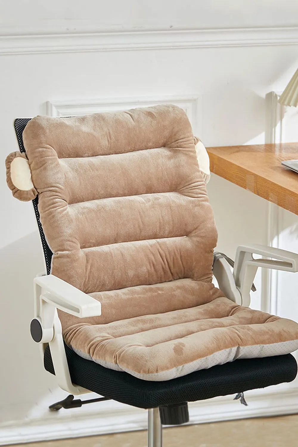 Living and Home Integrated Plush Desk Chair Cushion in Khaki