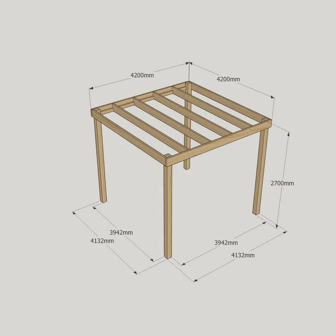 Rutland County Garden Furniture Ltd Box Pergola - Wood - L420 x W420 x H270 cm - Light Green in Brown 3