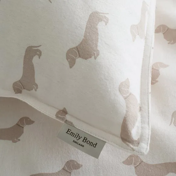 Emily Bond Brushed Peggy Daschund 100% Cotton Duvet Cover & Pillowcase Set 4