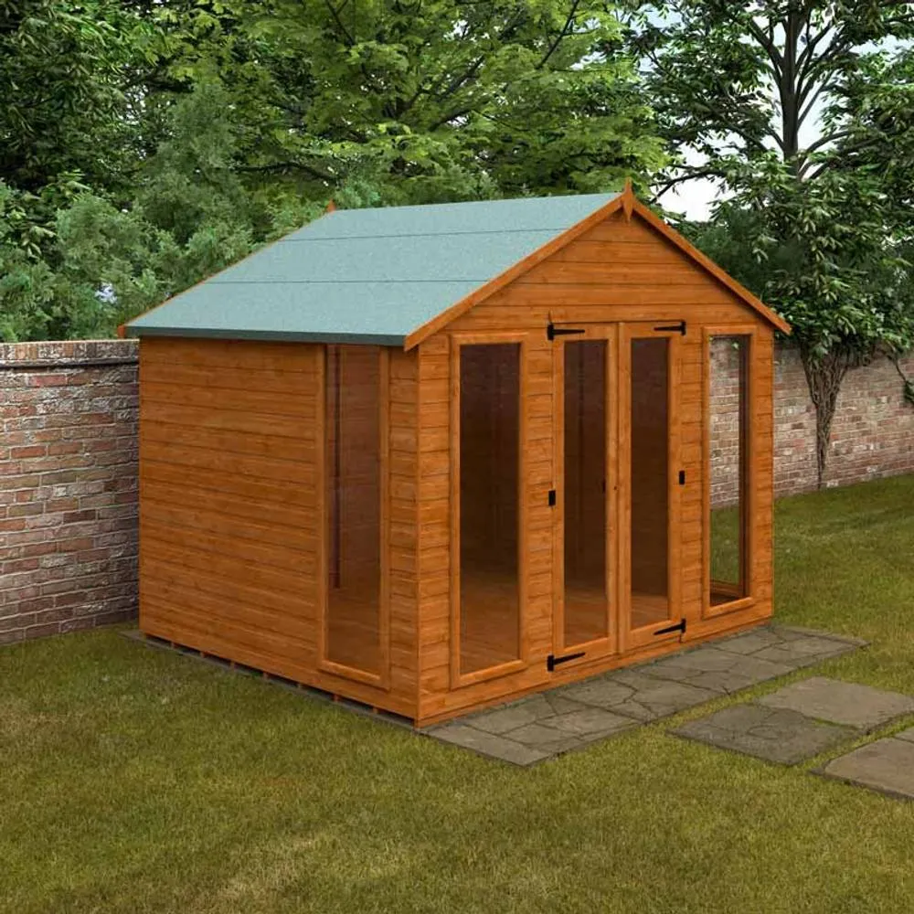 Buttercup Farm 8x10 Feet Contemporary Summerhouse 12mm Shed - L235xW295xH257.7 cm in Burnt Orange 2