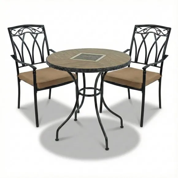 Harrison 71cm Bistro Table Set with 2 Austin Chairs 2