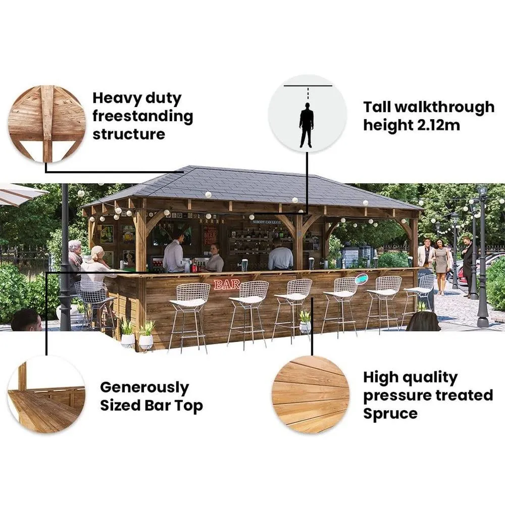 Dunster House Garden Bar Wooden Outdoor Bar Full Length Counter 6x3m Leviathan in Brown 4