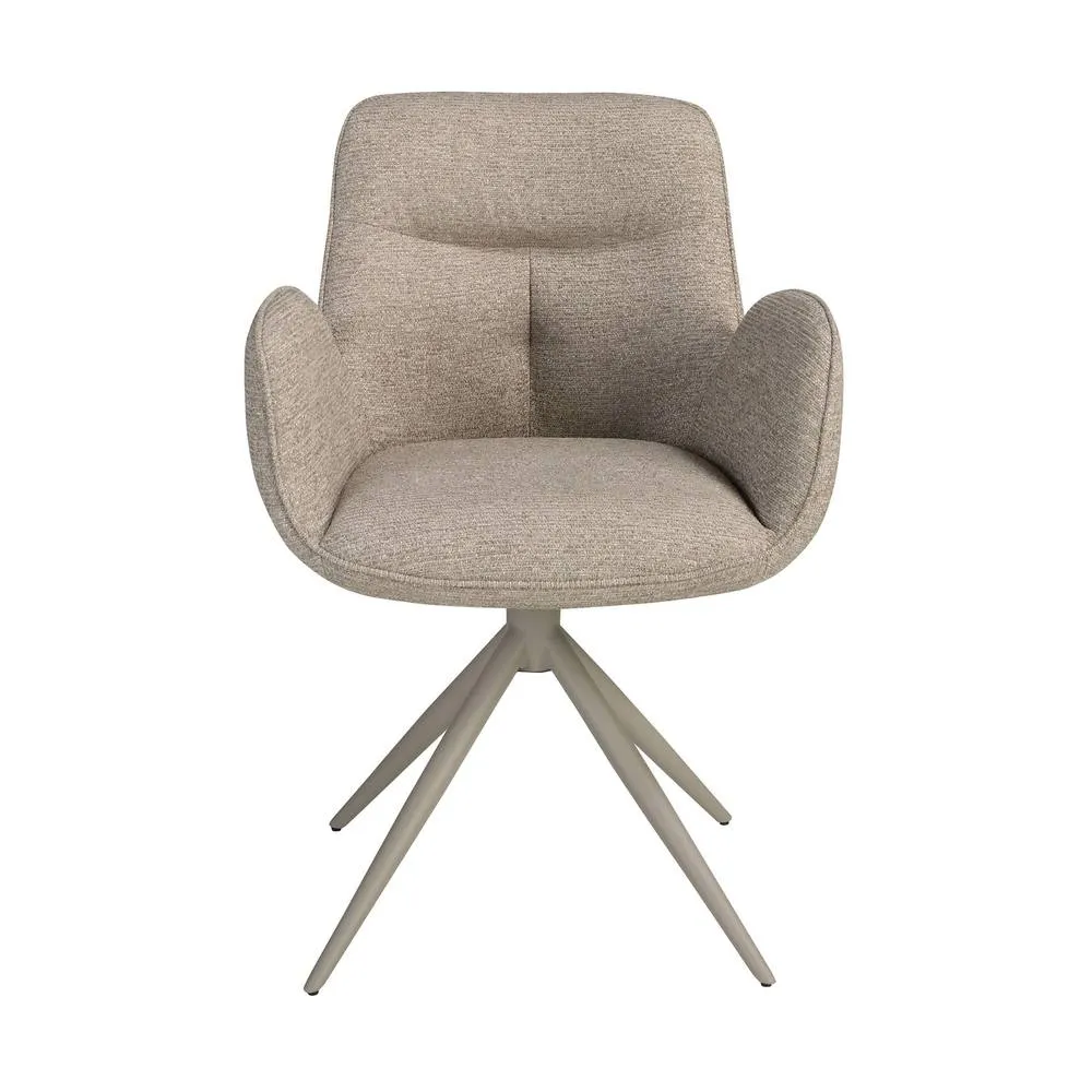 Angel Cerda Swivel Dining Chair in Fabric in Beige 2