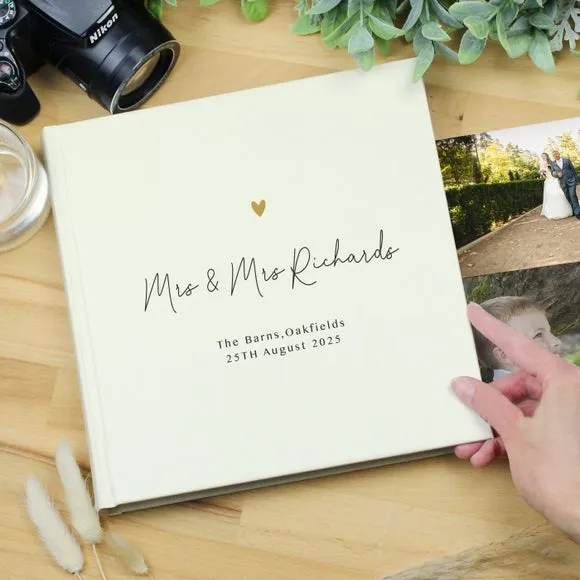 Personalised Gold Heart Couples Square Photo Album 2
