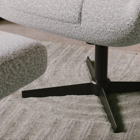 Kara Highback Chenille Swivel Chair and Footstool 4