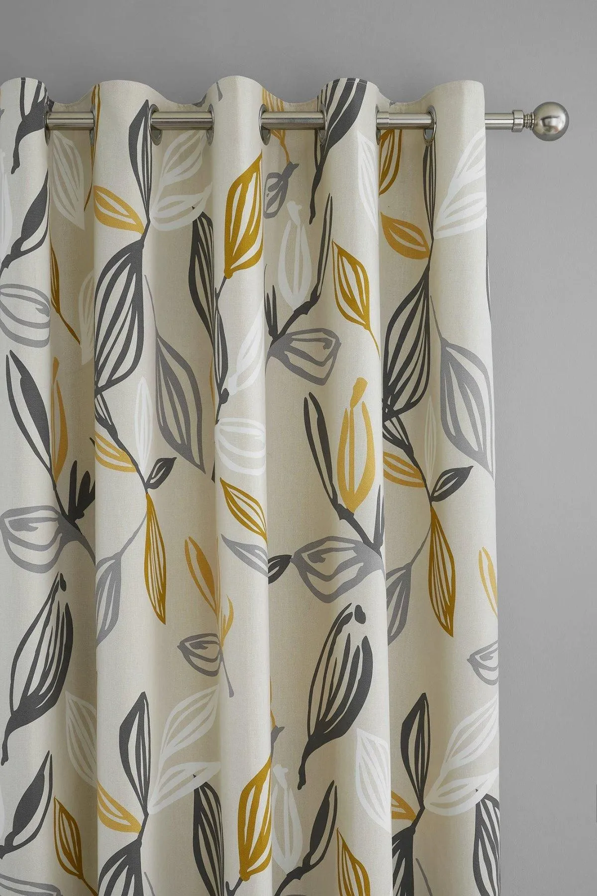Fusion 'Ensley' 100% Cotton Botanical Print Pair of Eyelet Curtains in Mustard 3