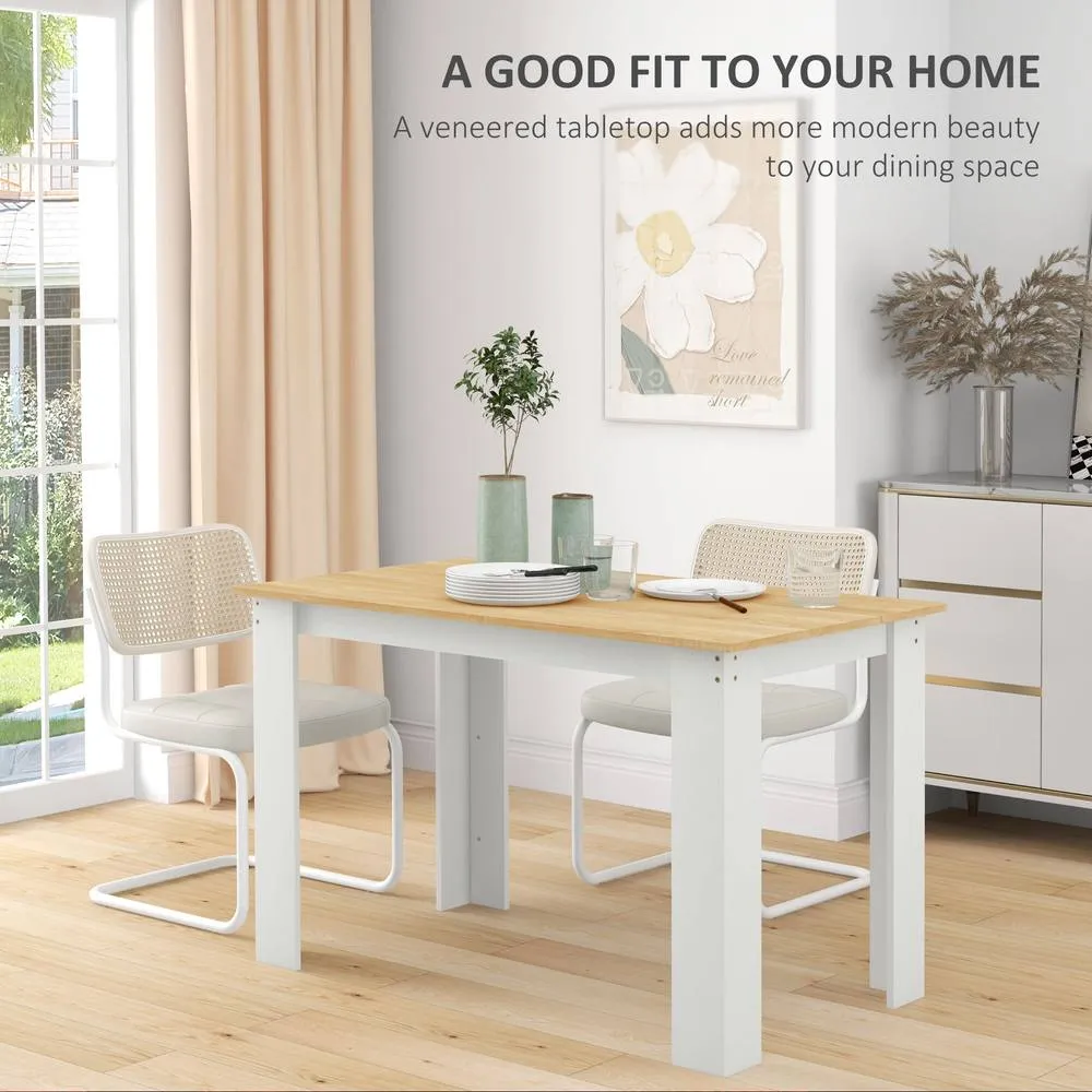 HOMCOM Dining Table for 4-6 People, Wood Effect Tabletop in Natural 4