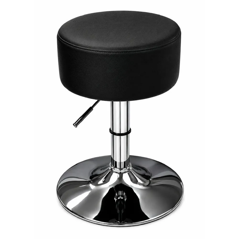 netfurniture Low Bar Kitchen Stool - Black Padded Seat Height Adjustable 3