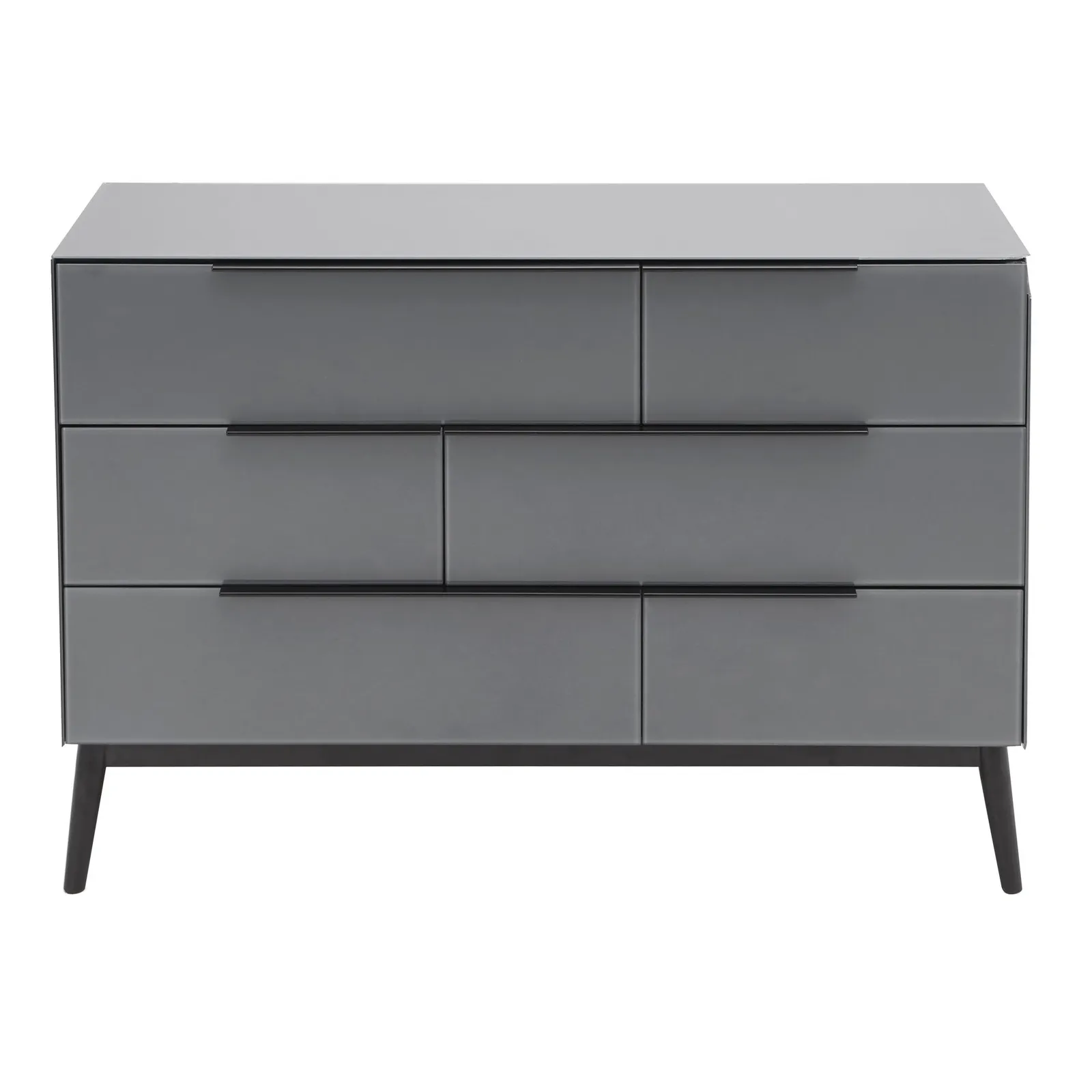 Monroe Glass 6 Drawer Chest Grey