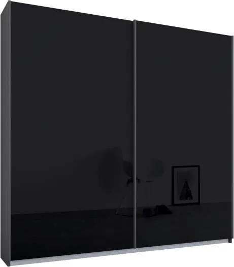 Malix 2 door 181cm Sliding Wardrobe, Graphite Grey Frame, Basalt Grey Glass Doors