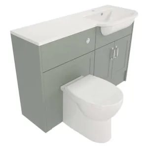 Deccado Padworth Willow Green Fitted Vanity & Toilet Pan Unit Combination with RH Basin - 1200mm