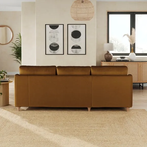 Hattie Matte Plush Velvet Corner Chaise Sofa 3