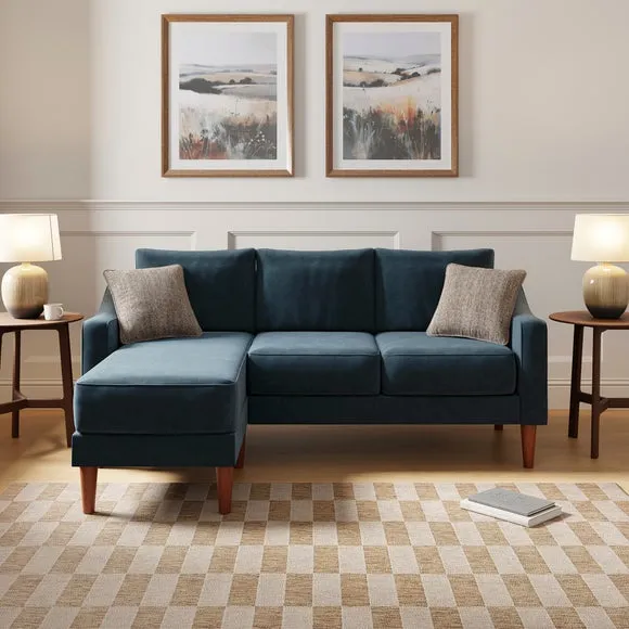 Hugo Velvet 3 Seater Corner Chaise Sofa 1
