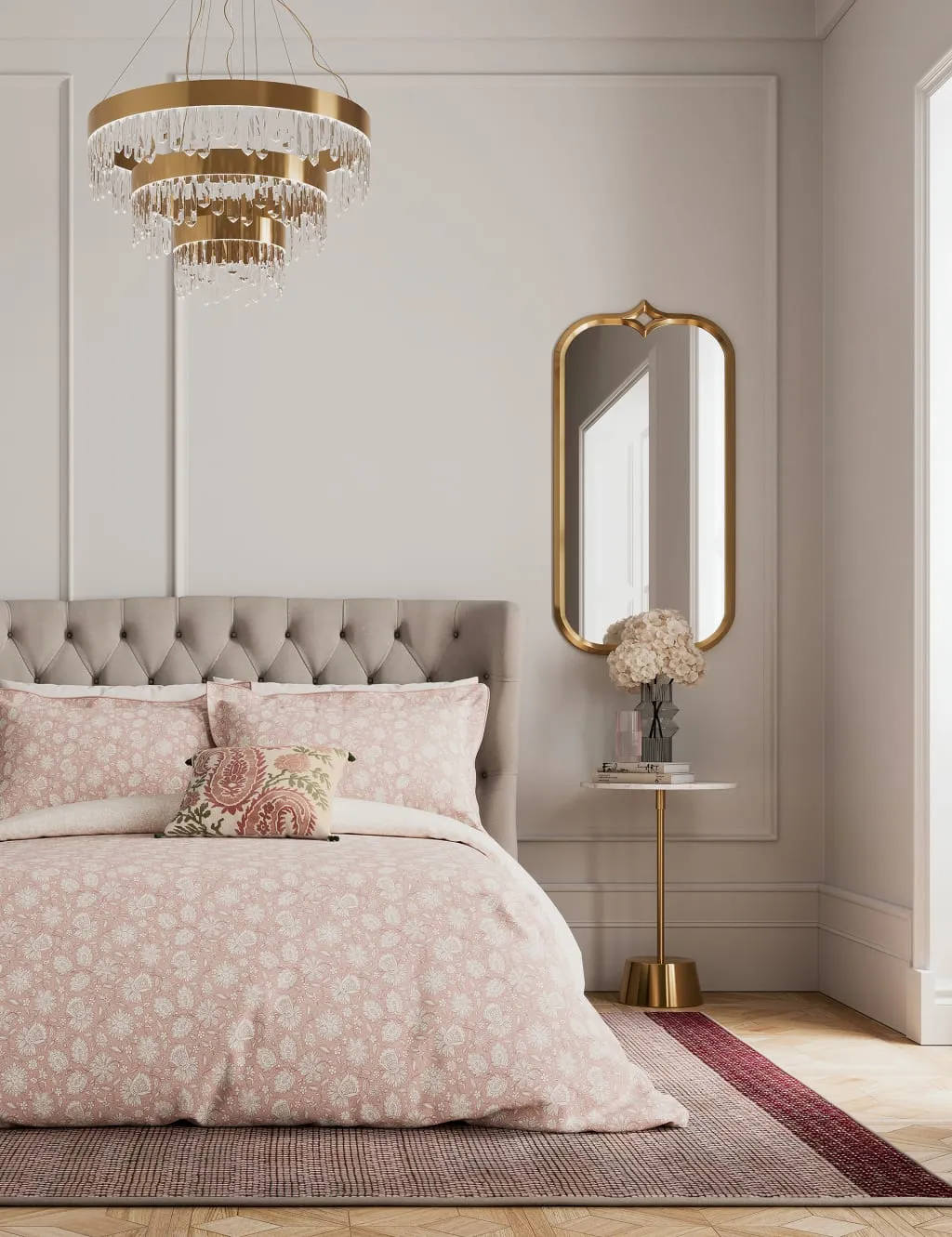V&A Pure Cotton Eternal Bloom Bedding Set Dusky Rose