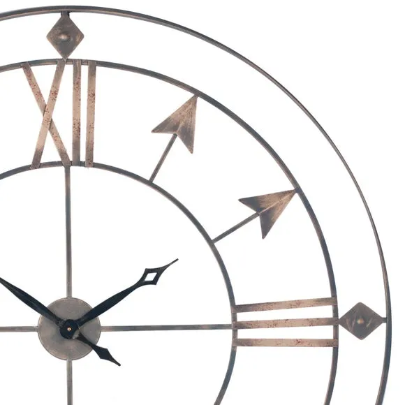 Antique Grey & Gold Large Skeleton Wall Clock 3