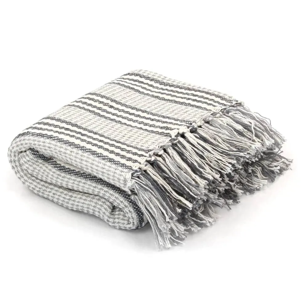 Berkfield Home Throw Cotton Stripes 125x150 cm Grey & White