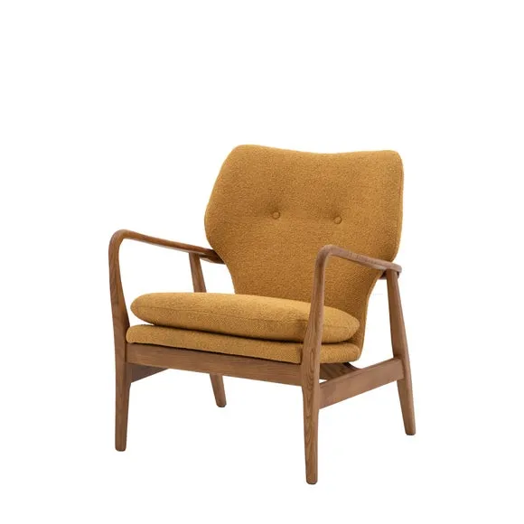Joso Linen Wooden Arm Accent Chair 6