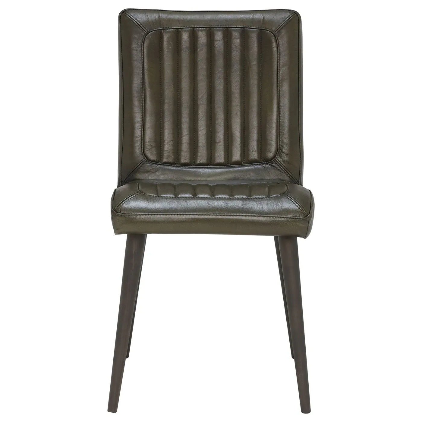 Jensen Dining Chair - Brown - Leather - Striped - W55 x D61 x H85cm - Barker & Stonehouse