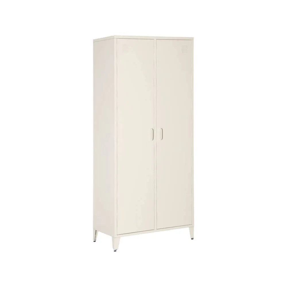 sweeek Industrial metal wardrobe for bedroom closet with 2 doors, 4 shelves in Beige 2