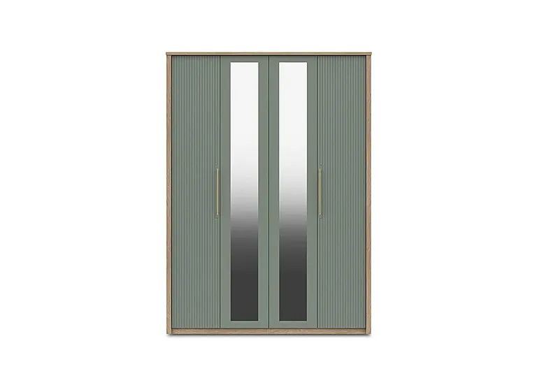 Chelsea 4 Door Tall Wardrobe with 2 Mirror Doors and Gold Handles