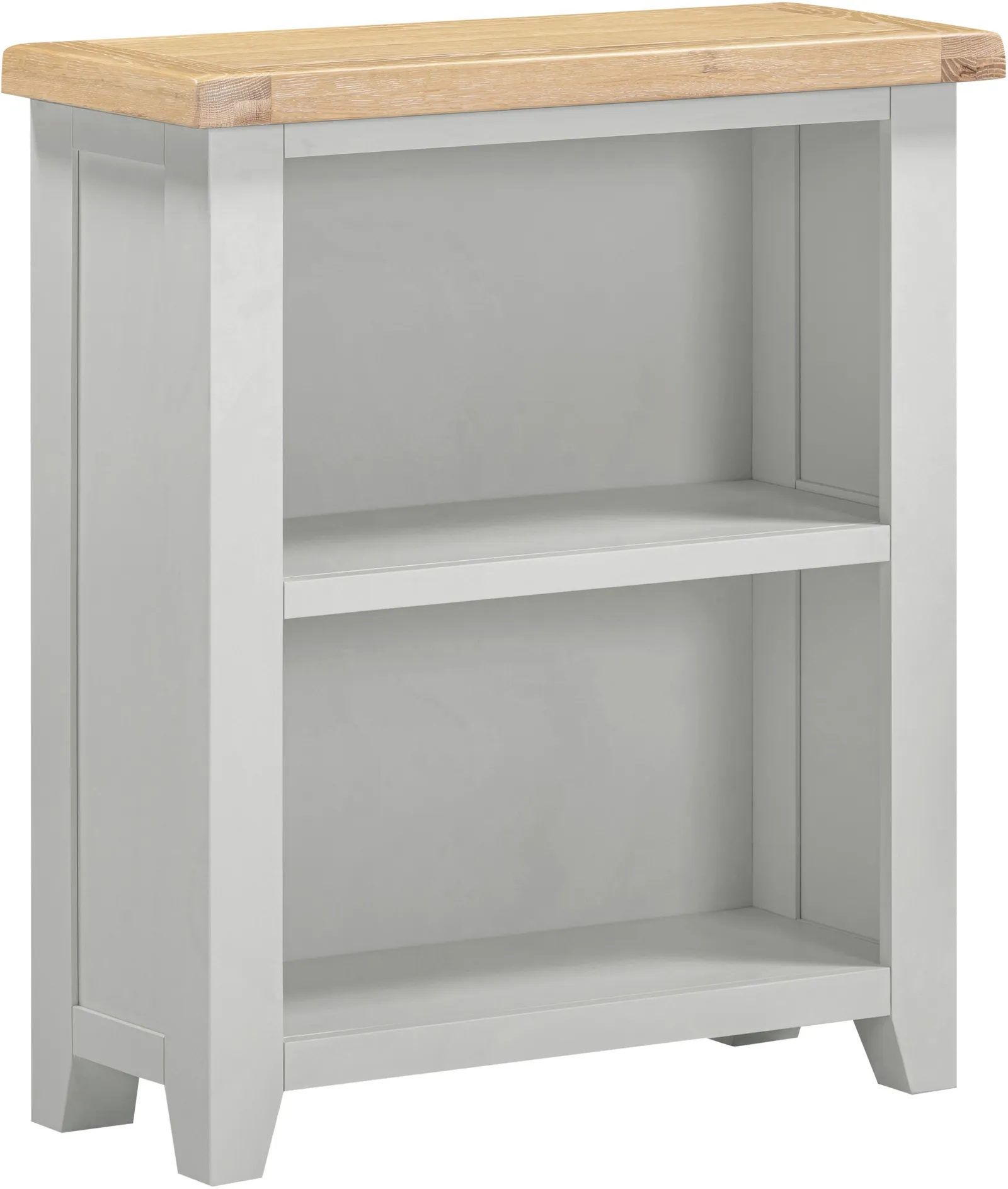 Seconique Windsor Natural Oak Low Bookcase (Fully Assembled) in Light Grey 2